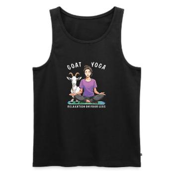 ZIEGENYOGA RELAXATION ON FOUR LEGS - Männer Premium Bio Tank Top - Schwarz - Vorne - AI Model Male 178 light (178cm)