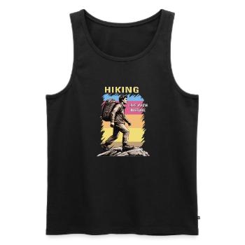 MOUNTAINEERING HIKING LIVE WITH NATURE - Men's Premium Organic Tank Top - black - Front - Michal (187cm)