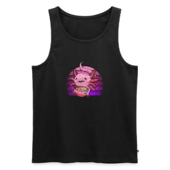 Salamandre mexicaine Kawaii Ramen Axolotl - Débardeur bio Premium Homme - noir - Devant - Michal (187cm)