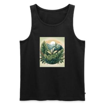 Scenic Botanical Nature Illustration - Men's Premium Organic Tank Top - black - Front - Michal (187cm)