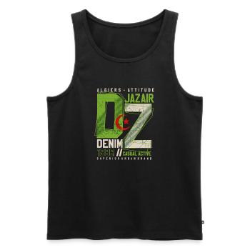 URBAN DZ - Débardeur bio Premium Homme - noir - Devant - AI Model Male 178 light (178cm)