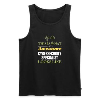 This is What an Awesome Cybersecurity Specialist L - Men's Premium Organic Tank Top - black - Front - AI Model Male 178 light (178cm)