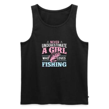 Unterschätzen Sie niemals ein Mädchen, das das Angeln liebt - Männer Premium Bio Tank Top - Schwarz - Vorne - Michal (187cm)