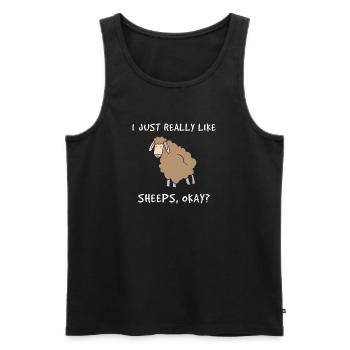 Really Like Sheeps Farmer Farming - Men's Premium Organic Tank Top - black - Front - Michal (187cm)