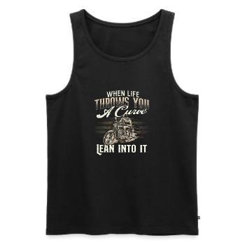 When Life Throws You A Curve Lean Into It Biker - Men's Premium Organic Tank Top - black - Front - Michal (187cm)