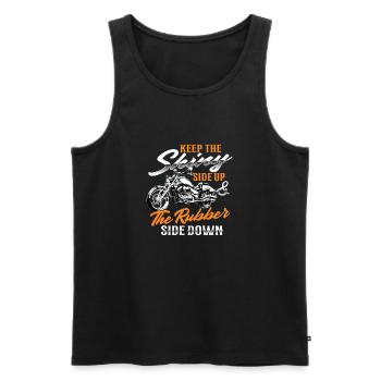 Halten Sie die glänzende Seite nach oben und die Gummiseite nach unten - Männer Premium Bio Tank Top - Schwarz - Vorne - AI Model Male 178 light (178cm)