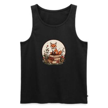 Cottagecore Renard avec des livres - Débardeur bio Premium Homme - noir - Devant - Michal (187cm)