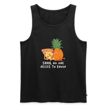 Pizzeria Shhh Niemand muss Pizza kennen - Männer Premium Bio Tank Top - Schwarz - Vorne - AI Model Male 178 light (178cm)