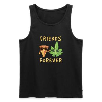 Pizzeria Italie Friends Forever Mozarella Pizza - Débardeur bio Premium Homme - noir - Devant - Michal (187cm)