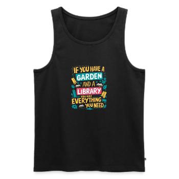 Garten und Bücher – das wahre Glück - Männer Premium Bio Tank Top - Schwarz - Vorne - Michal (187cm)