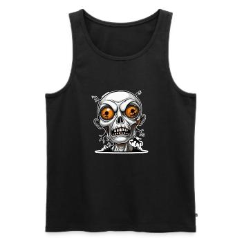 Spooky Stare - The Haunted Skull - Männer Premium Bio Tank Top - Schwarz - Vorne - Michal (187cm)