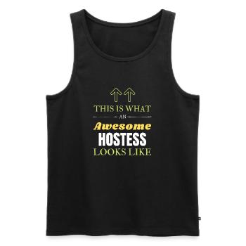 So sieht eine großartige Gastgeberin aus - Männer Premium Bio Tank Top - Schwarz - Vorne - AI Model Male 178 light (178cm)