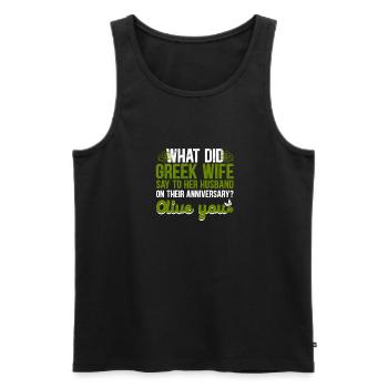 Anniversary Olive You Greek Mythology - Men's Premium Organic Tank Top - black - Front - AI Model Male 178 light (178cm)