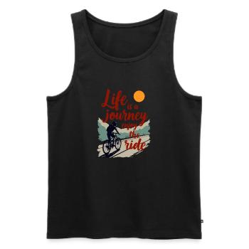 TREND QUOTE JOURNEY - Men's Premium Organic Tank Top - black - Front - AI Model Male 178 light (178cm)