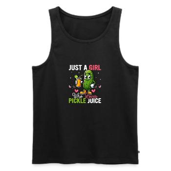 Just A Girl Who Loves Pickle Juice Cucumber Vegan - Männer Premium Bio Tank Top - Schwarz - Vorne - Michal (187cm)