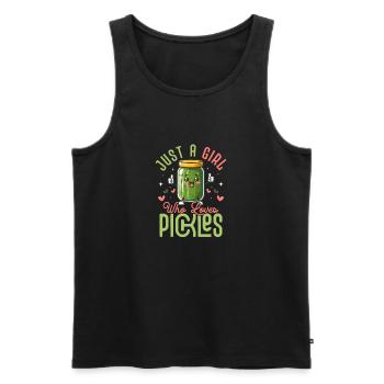 Just A Girl Who Loves Pickles Cucumber Vegan Dill - Männer Premium Bio Tank Top - Schwarz - Vorne - Michal (187cm)