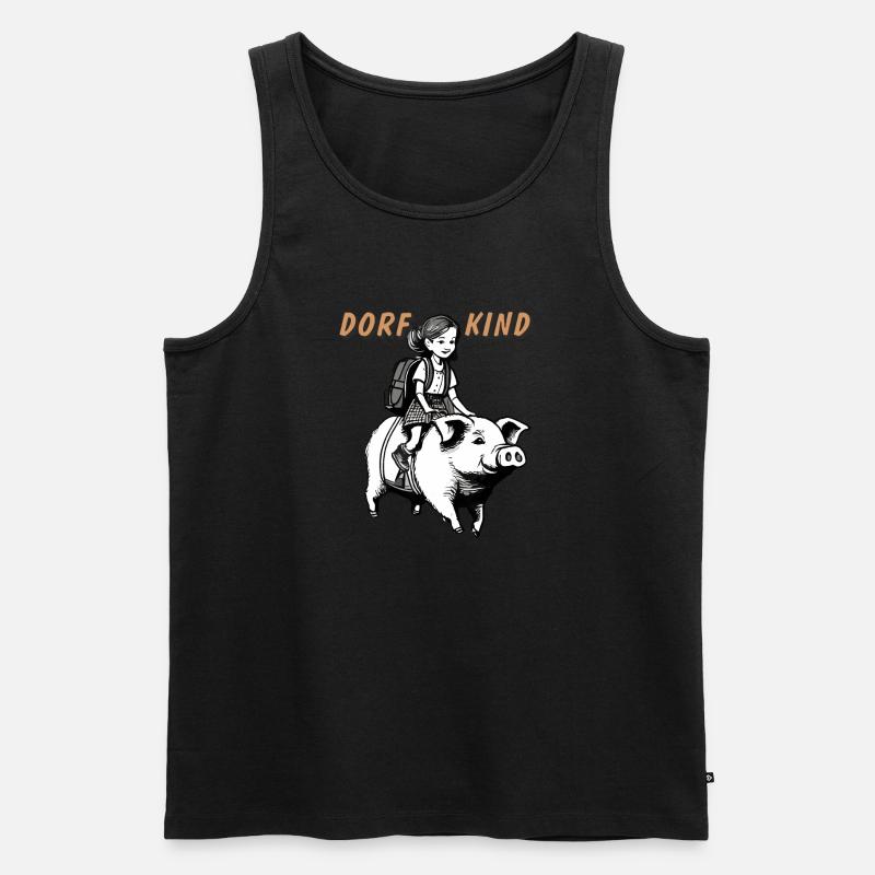 SCHWEIN KIND MÄDCHEN - Männer Premium Bio Tank Top - Schwarz