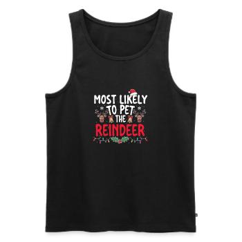 Am ehesten wird man das Rentier streicheln - Lustige Weihnachten - Männer Premium Bio Tank Top - Schwarz - Vorne - Michal (187cm)