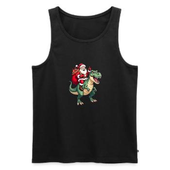 Santa Riding T-Rex - Lustige Xmas Dino Squad - Männer Premium Bio Tank Top - Schwarz - Vorne - Michal (187cm)