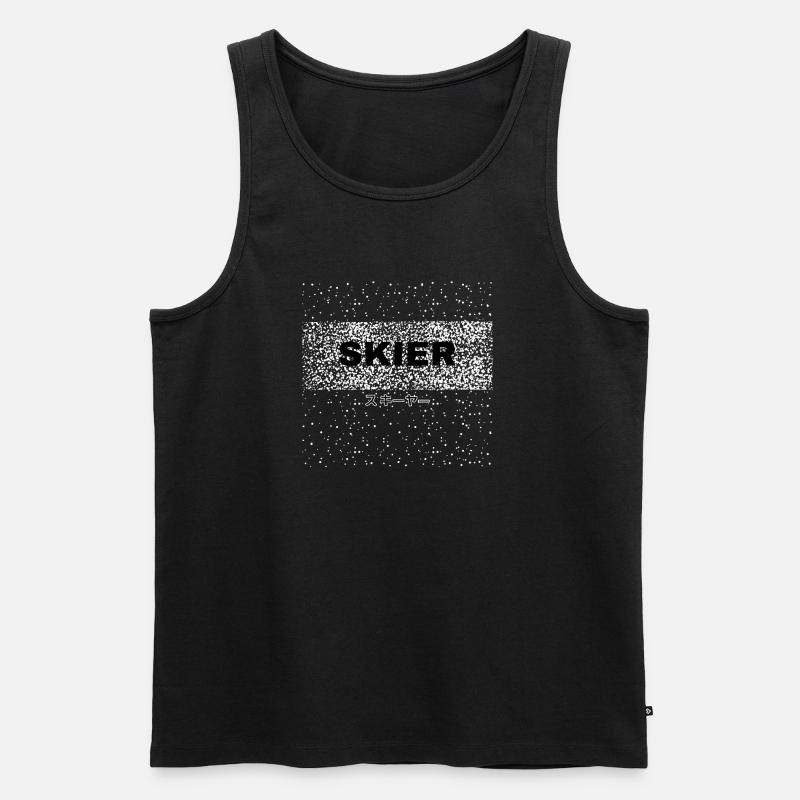 Retro-Skifahrer-Design mit japanischem Text Retro - Männer Premium Bio Tank Top - Schwarz