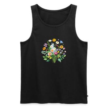 Colorful Wildflowers Bouquet Illustration - Men's Premium Organic Tank Top - black - Front - Michal (187cm)