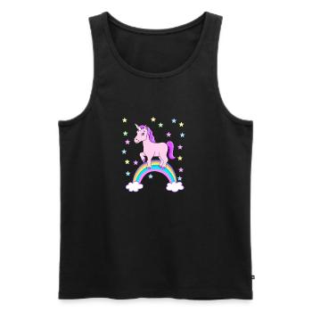 Einhorn Regenbogen Geschenkidee - Männer Premium Bio Tank Top - Schwarz - Vorne - Michal (187cm)