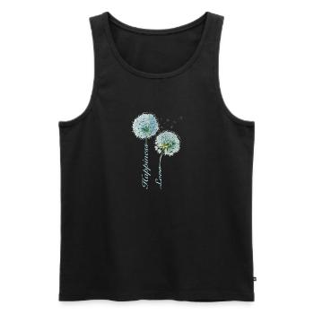 Pissenlit, Bonheur, Amour, Design Inspirant - Débardeur bio Premium Homme - noir - Devant - Michal (187cm)