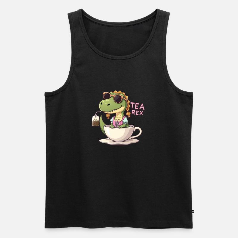 Tea Rex Trachtenshirt Dirndl T-Rex - Männer Premium Bio Tank Top - Schwarz