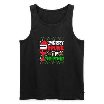 Merry Drunk I'm Christmas Wine Beer Spirit - Männer Premium Bio Tank Top - Schwarz - Vorne - Michal (187cm)