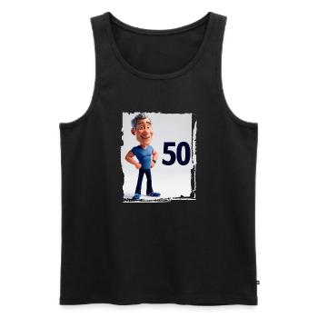 Glücklicher Mann in seinen 50 Jahren - Männer Premium Bio Tank Top - Schwarz - Vorne - Michal (187cm)