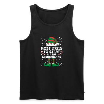 Most Likely To Start All The Shenanigans Christmas - Men's Premium Organic Tank Top - black - Front - Michal (187cm)