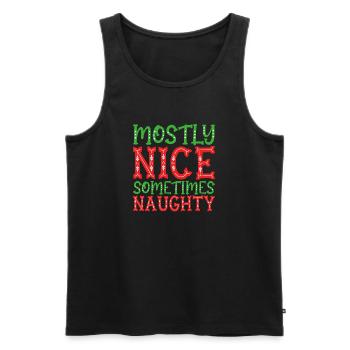 Surtout gentil parfois vilain de Noël - Débardeur bio Premium Homme - noir - Devant - Michal (187cm)
