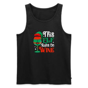 This Elf Runs On Wine Spirit Christmas - Men's Premium Organic Tank Top - black - Front - Michal (187cm)