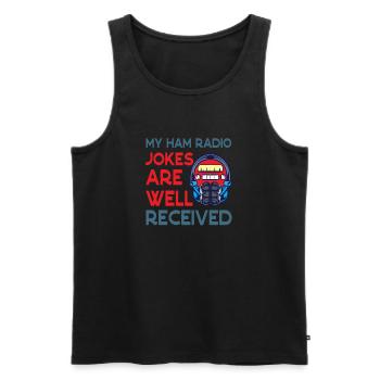 Radiowitze kommen im Amateurfunk gut an - Männer Premium Bio Tank Top - Schwarz - Vorne - Michal (187cm)