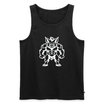 Bande dessinée Sanglier - Débardeur bio Premium Homme - noir - Devant - Michal (187cm)
