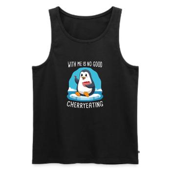 With Me is No Good Cherryeating Sprichwort - Männer Premium Bio Tank Top - Schwarz - Vorne - AI Model Male 178 light (178cm)