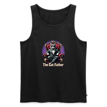 CATFATHER - Men's Premium Organic Tank Top - black - Front - Michal (187cm)