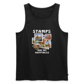 STAMPS ARE MY HAPPINESS - Men's Premium Organic Tank Top - black - Front - AI Model Male 178 light (178cm)