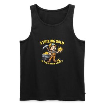GOLD MINER - Men's Premium Organic Tank Top - black - Front - AI Model Male 178 light (178cm)