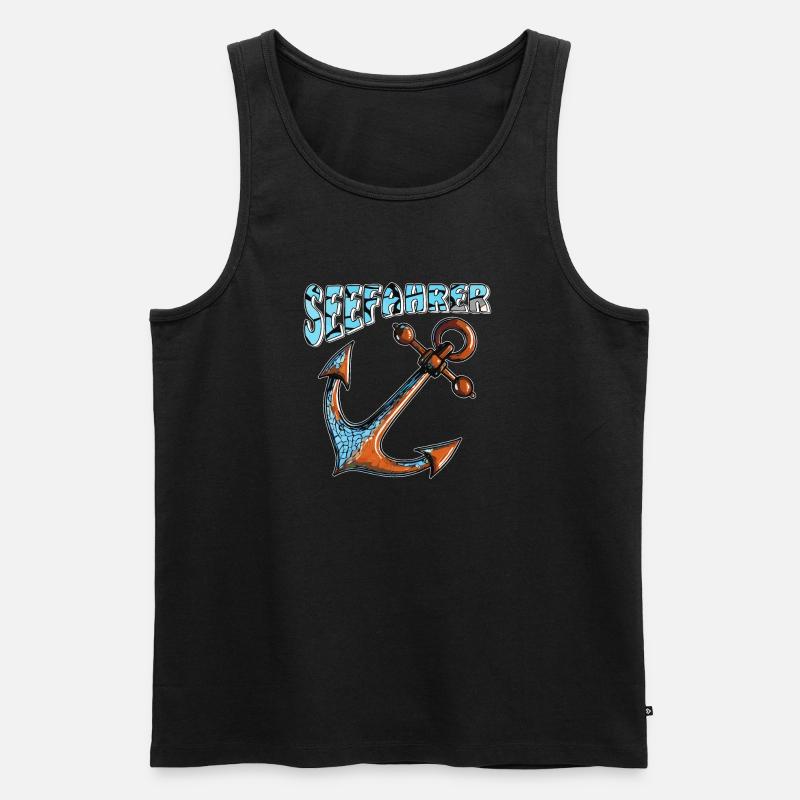 SCHIFFANKER SEEFAHRER - Männer Premium Bio Tank Top - Schwarz