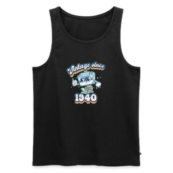 Vintage 1940 Classic Retro Vibes 85th Birthday - Men's Premium Organic Tank Top - black - Front - Michal (187cm)
