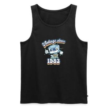 Vintage 1982 Classic Retro Vibes 43rd Birthday - Men's Premium Organic Tank Top - black - Front - Michal (187cm)