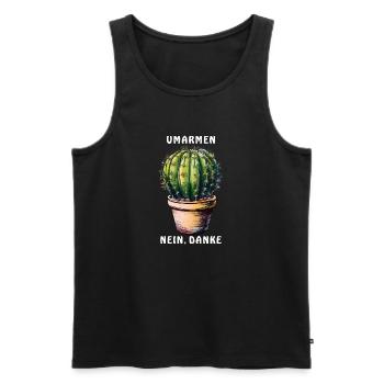 KAKTUS UMARMEN NEIN, DANKE - Männer Premium Bio Tank Top - Schwarz - Vorne - Michal (187cm)