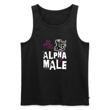 Alpha Einhorn - Süßer Teddy reitet auf Einhorn - Männer Premium Bio Tank Top - Schwarz - Vorne - AI Model Male 178 light (178cm)