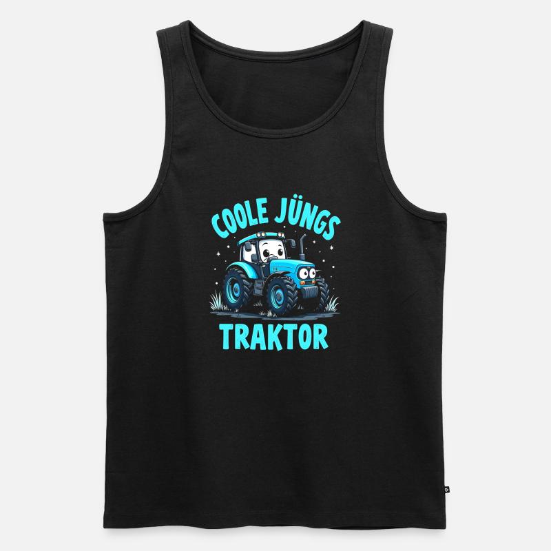 Coole Jungs fahren Traktor - Männer Premium Bio Tank Top - Schwarz