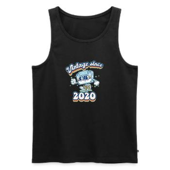 Vintage Depuis 2020 Classique 5ème Anniversaire Rétro - Débardeur bio Premium Homme - noir - Devant - Michal (187cm)