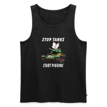 STOP TANKS START PIGEONS - Männer Premium Bio Tank Top - Schwarz - Vorne - AI Model Male 178 light (178cm)