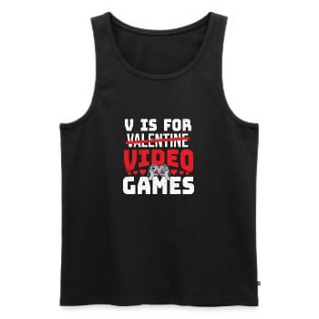 V Steht für Videospiele - Valentine's Day Gamer - Männer Premium Bio Tank Top - Schwarz - Vorne - AI Model Male 178 light (178cm)