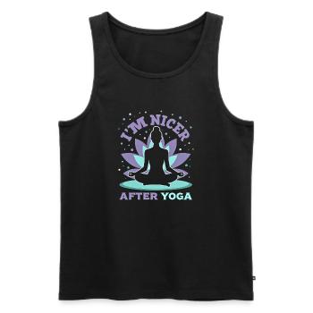 Drôle Yoga Méditation Chakra Jeu de mots - Débardeur bio Premium Homme - noir - Devant - AI Model Male 178 light (178cm)