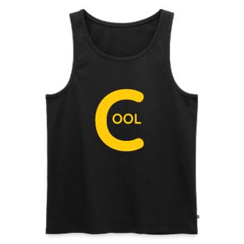 Cool T shirt with the yellow inscription Cool - Men's Premium Organic Tank Top - black - Front - Michal (187cm)